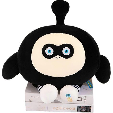 Plüschtier in Eierform mit Cartoon-Motiv für Babys, 35 cm, weich und lustig, ideal für Kindergeburtstage (schwarz). (1/5)