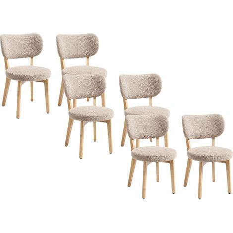 Set di 6 sedie in Tessuto bouclé e Legno di hevea - Talpa - TORIEL (1/5)