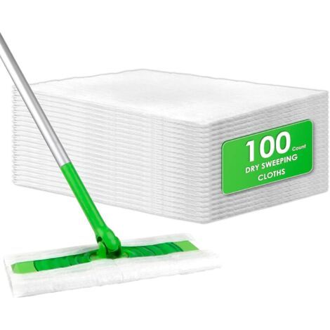 100 pièces Tampons de Chiffons de Balayage Secs Jetables Compatibles avec Swiffer Sweeper, Recharges de Vadrouille Sèche Sweeper, Tampons de Vadrouille Sèche Pour Le Nettoyage Et Le Nettoyage Des Sols
