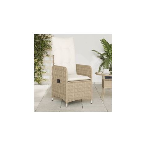 Chaises inclinables de jardin lot de 2 et coussins beige rotin (1/5)