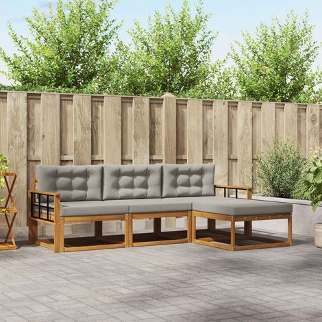 Set di divani da esterno modulare in legno massello di acacia grigio naturale e chiaro 4 pz - PANGIVO (1/5)