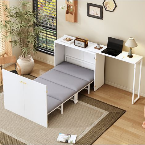 letto letto matrimoniale salvaspazio 90x200 con scrivania OKMYHOME (1/4)
