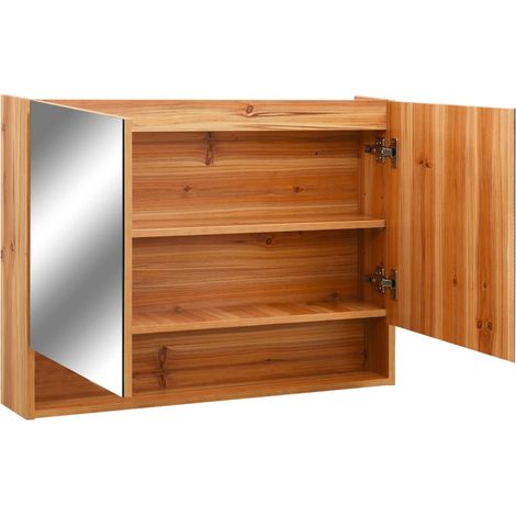 Armoire à miroir de salle de bain LED Chêne 80x15x60 MDF (1/5)