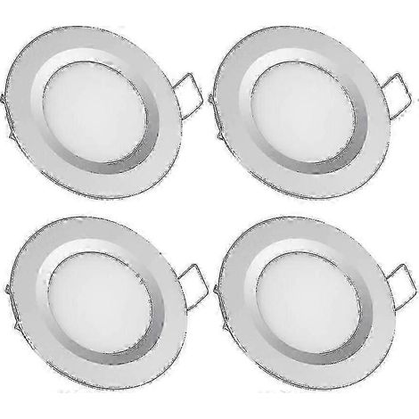 Spot encastré LED Quatern X, 12 V, diamètre de trou 58-65 mm, 3 W, 3200 K, éclairage de plafond pour camping-car, bateau, caravane, fourgon, yacht, blanc chaud, finition argentée. (1/5)