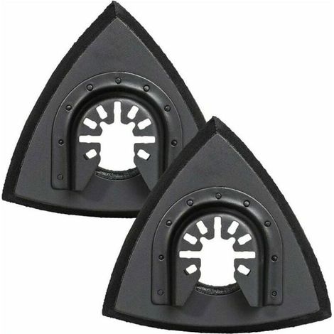 Lot de 2 patins de ponçage triangulaires – 90 mm – Pour outil multifonction oscillant, ponçage du bois (1/3)