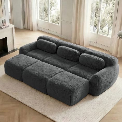 Modulares Sofa 3-Sitzer aus Plüsch, grau OKMYHOME (1/5)