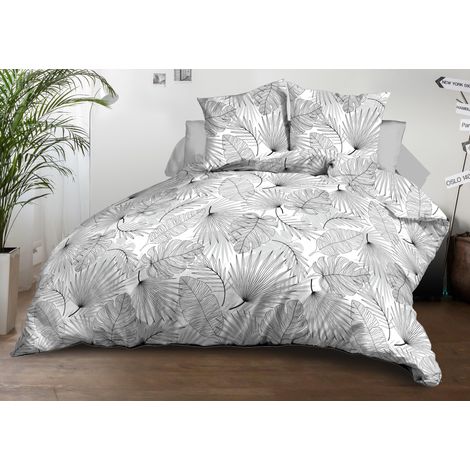 Housse de Couette 220x240 + 2 taies - Microfibre - Gris (1/5)