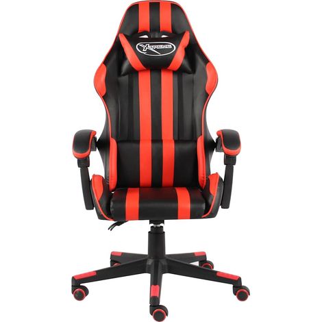 vidaXL Silla gaming de cuero sintético negro y rojo (1/2)