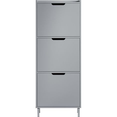 SoBuy 3 Flip-drawers Shoe Cabinet Shoe Rack,H129cm Grey,FSR151-H-HG