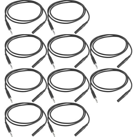 Lot de 10 Fils de Test avec Fiches Banane 4mm Noir, Laiton, pour Multimètre et Pièces Auto, Câble Électrique PA (1/5)