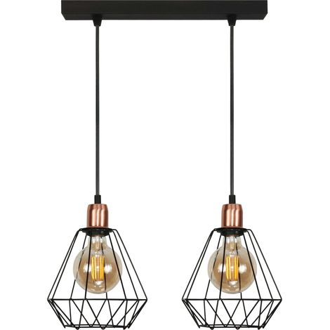 Lámpara de techo colgante estilo loft industrial, color negro, Taris 14-508