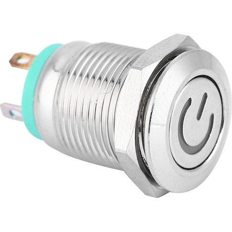 Grüner LED-Licht-Flachkopf-Selbstrückstell-Metall-Druckknopf mit Betriebssymbol 12 mm (3 V) (1/5)