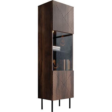 Estantería Doctrina , Cerrable, Con puertas, Aglomerado laminado, Vidrio, MDF, Número de puertas: 0, Número de cajones: 0, 187x51x42cm (1/4)