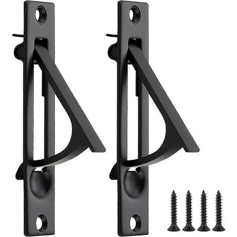 Lot de 2 poignées de porte coulissante à galandage, finition affleurante, noir mat (1/5)
