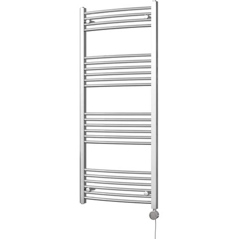 Zennor - Chrome Electric Towel Rail H1400mm x W600mm Curved 400w Thermostatic (1/3)