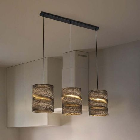 [GEBRAUCHT] B-Ware LEDVANCE Hängeleuchte Pendelleuchte Cylinder Wellpappe Braun E27 LED 3-flammig (1/2)