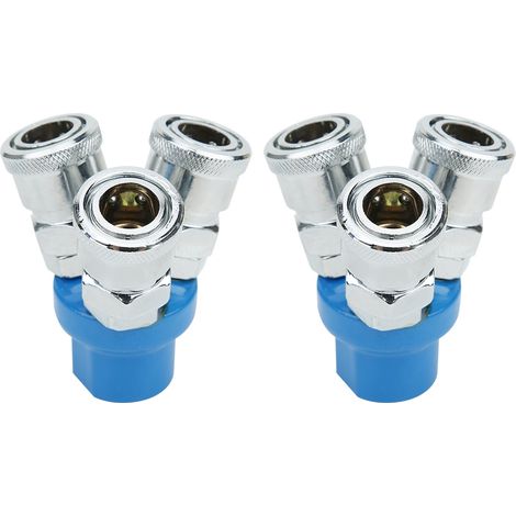 Raccord rapide 3 voies fileté mâle rond SMY, 2 pièces, connecteur tuyau d'air, accessoires pneumatiques, embout mâle, kit fixation, adaptateur 3 sorties, qualité durable (1/5)