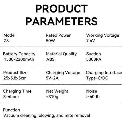 Aspirateur de voiture sans fil rechargeable noir-- (1/5)
