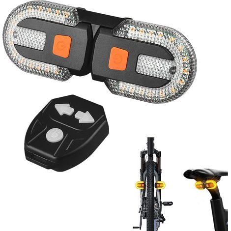 Neuestes Modell 2025: Fahrradrücklicht mit Blinkern, ferngesteuertes Rücklicht mit rechtem und linkem Licht, 500 mAh Akku, USB-aufladbar.