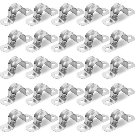 25 pièces pince de fixation collier de serrage 20mm 304 U collier de serrage en acier inoxydable collier de serrage carte tuyau fixation (1/5)