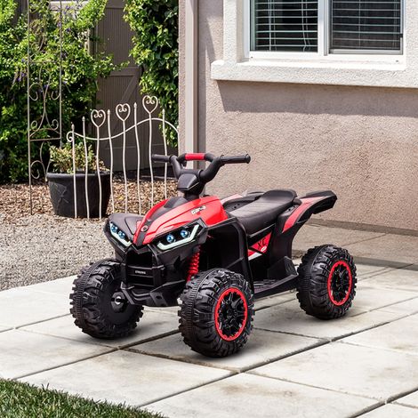 Quad eléctrico para niños de 3 a 5 años, 12 V, 2 motores, 2 velocidades (3-6 km/h), faros LED, claxon rojo.