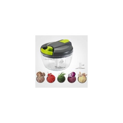 Hachoir manuel multi-hachoir manuel avec 3 lames en acier inoxydable Cordon de tirage de 520 ml pour couper les légumes, les fruits, les oignons, l'ail, les noix, les tomates (gris) (1/5)