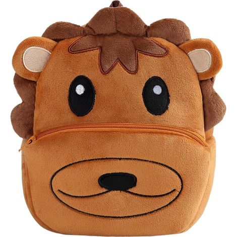Adorable sac à dos en peluche lion marron pour tout-petits - Design animal mignon, mini sac tout doux pour les garçons et les filles de 2 à 6 ans, idéal pour la maternelle, les sorties et les cadeaux (1/5)