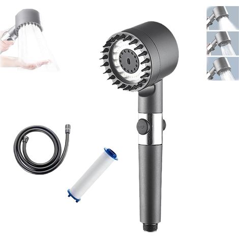 Pommeau Douche Haute Pression 6 Modes avec Flexible 1,5m et Support Douchette Anti Calcaire Économie d'Eau avec Arrêt (1/5)