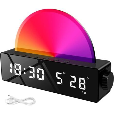 Digitaler Wecker mit Licht, Lichtwecker, verschiedene Licht- und Musikeffekte, einstellbare Helligkeit (1/5)