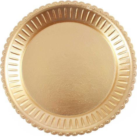 Piatto vassoio in MDF color oro, Ø34x4 cm (kit da 5)