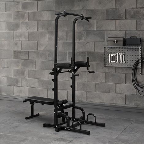 Tour de musculation réglable avec banc et station pompes en fer (1/5)