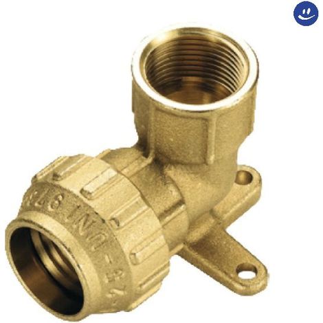 Raccordo f 20x1/2 gomito flangiato di giunzione in ottone con tenuta o-ring ed ogiva in ottone