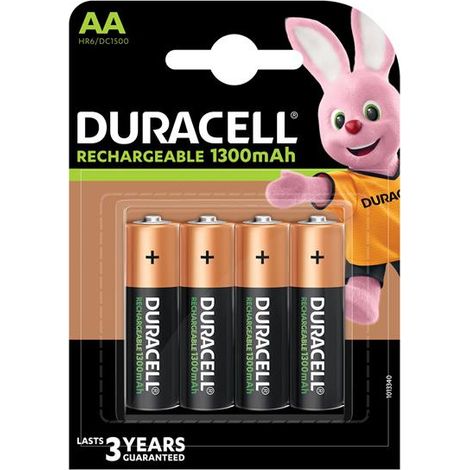 Duracell AA 1300mAh Rechargeable Batteries - Pack of 4