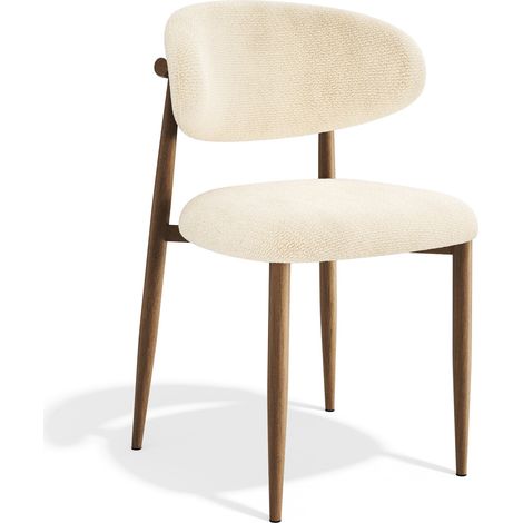 Lot de 2 chaises en velours bouclé crème LINA (1/5)