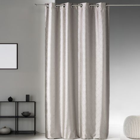 Rideau en shantung à imprimés "écaille" Taupe 140x260 cm