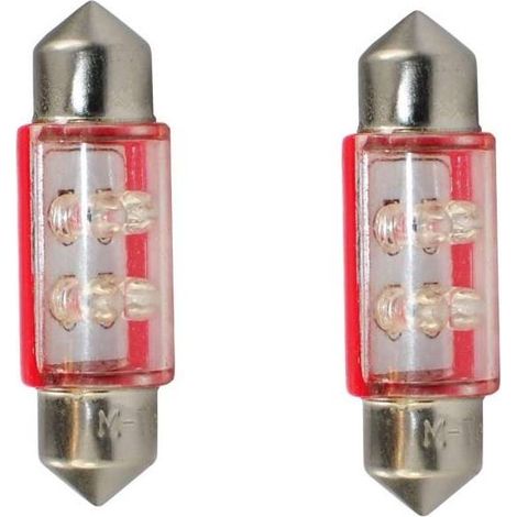 2x ampoule navette LED rouge 12V 5W longueur 36mm led 4x3mm voiture remorque moto camion