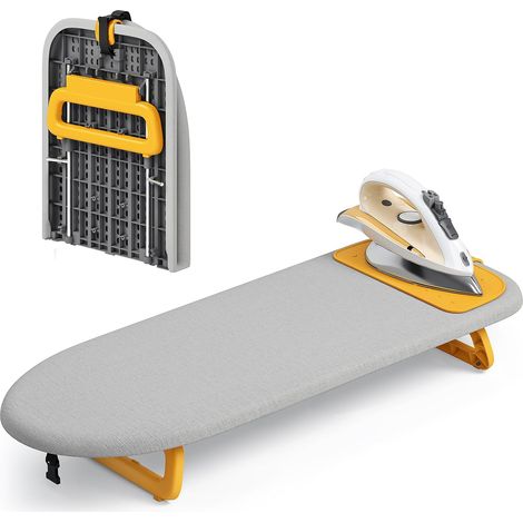 Table à Repasser, Pliable, avec Tapis de Repassage, Gris Compacte et légère, idéale pour voyage, dortoir et petits espaces (1/5)