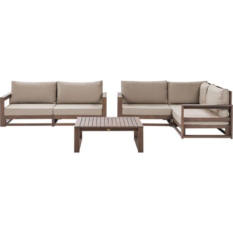 Lounge Set mit Tisch 4-Sitzer TIMOR modular zertifiziertes Akazienholz Dunkelbraun