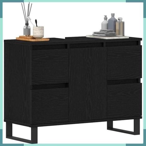 Meuble de salle de bain - 862895 - Chêne noir - Avec tiroir - 80 x 33 x 60 cm (1/5)