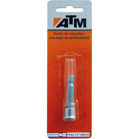 Punte per cacciavite marca ATM PH2x1/4" con arresto di profondità, lunghe 50 mm