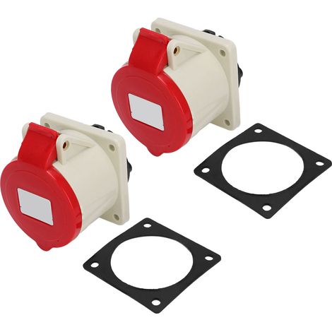 Fiche et prise industrielle 2 pièces 3P+E 4 broches étanche 380-415V 32A pour chantier parking remorque (1/5)