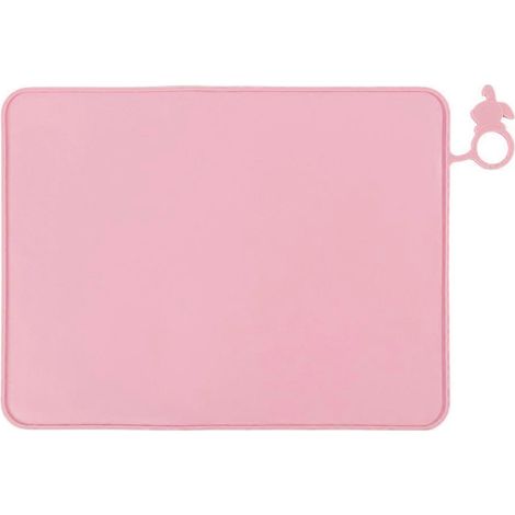 Tapis anti-déversement suspendu en silicone, imperméable, antidérapant et facile à nettoyer pour gamelle de chat - Rose (1/5)