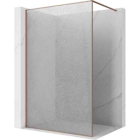 Mexen Kioto Duschrückwand Walk-in 150 x 200 cm, crackle transparent 12 mm, gebürstetes Kupfer - 800-150-101-65-04-X (1/5)