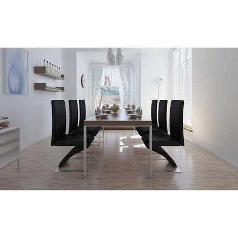 Maison Exclusive - Esszimmerstühle 6 Stk. Schwarz Kunstleder (1/5)