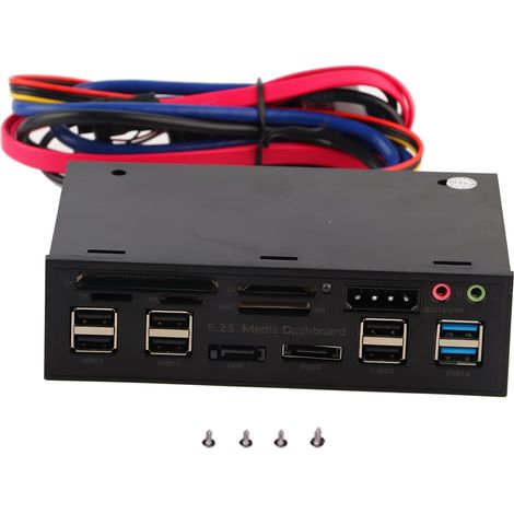 Lecteur Carte PC, 5.25 Pouces Panneau Tableau de Bord Avant d' Ordinateur Hôte Lecteur Carte Mémoire Interne Supooort USB 3.0, M2, SD, MS, MMC, CF, TF (1/5)