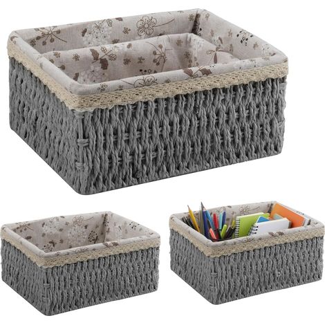 Lot de 3 Panier Rangement en Osier Paniers pour Salle de Bain (1/5)