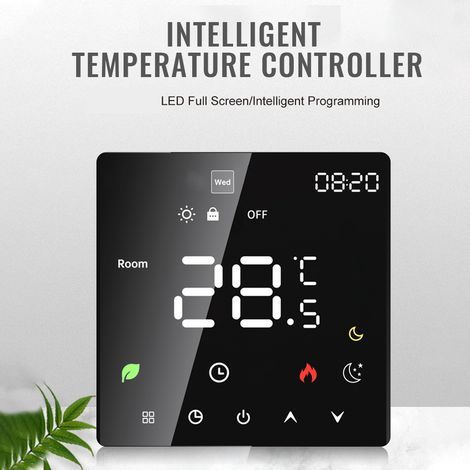Termostato inteligente para el hogar conectado, pantalla táctil, control por voz, temperatura programable, protección IP20, modo automático/manual, calefacción eléctrica digital por suelo radiante de  (1/5)