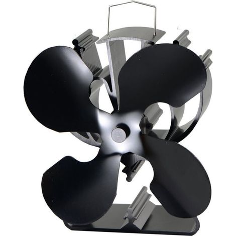 Ventilateur de poêle à énergie thermique à 4 pales pour poêles à bois/à bûches/cheminées, 80 % d'air chaud en plus que les ventilateurs à 2 pales (1/4)