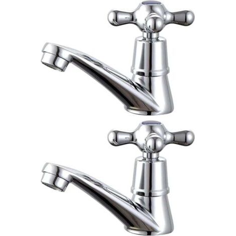 Robinet pour lavabo， 1 paire de robinets de lavabo chaud et froid pour lavabo de salle de bain