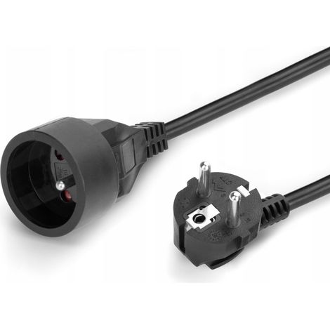Cable alargador con un enchufe, 1,5 m, negro, IP20, 16 A, 230 V (1/4)